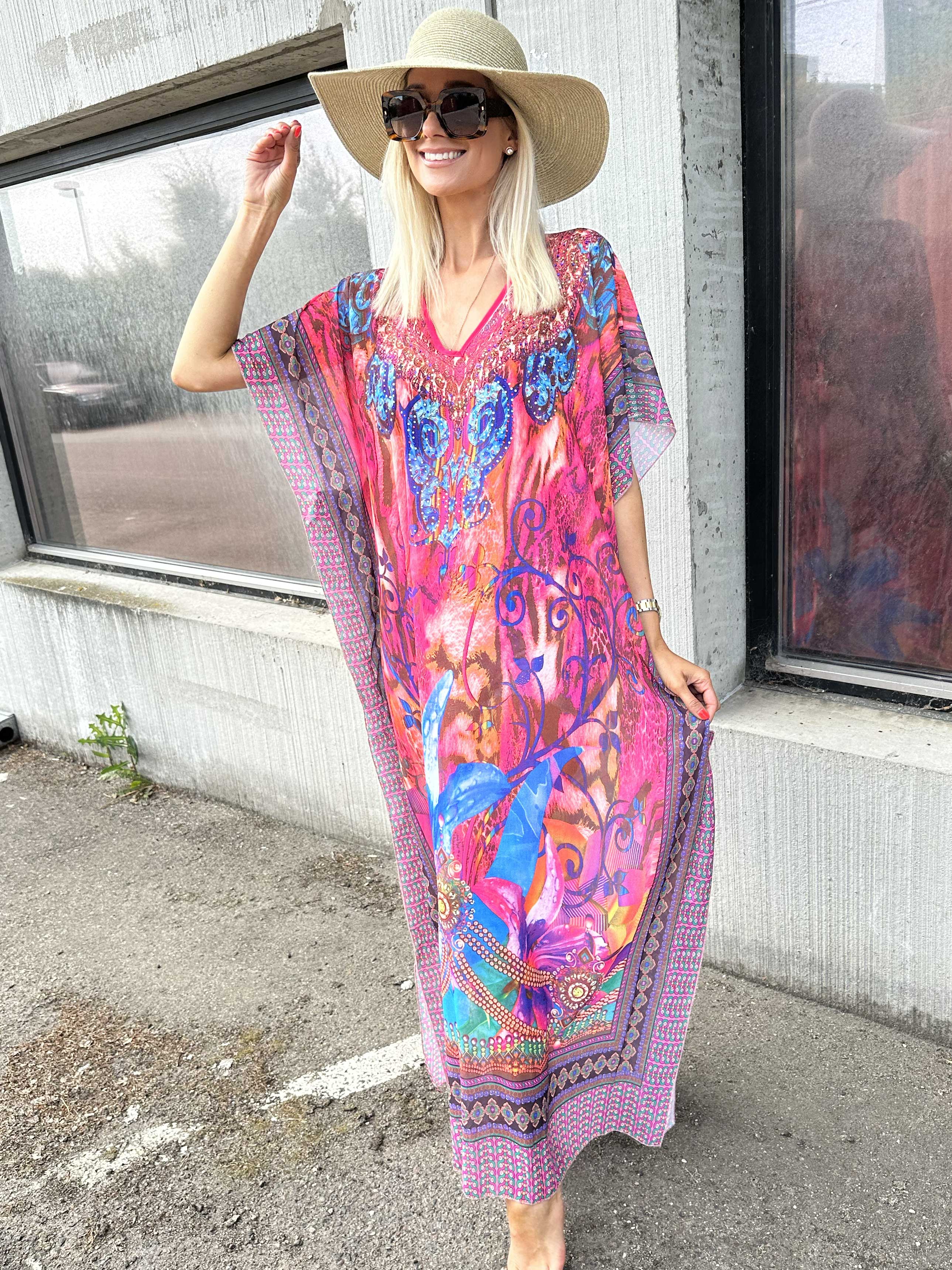 Mellie - Lang farvet semi-transparent tunika med similisten